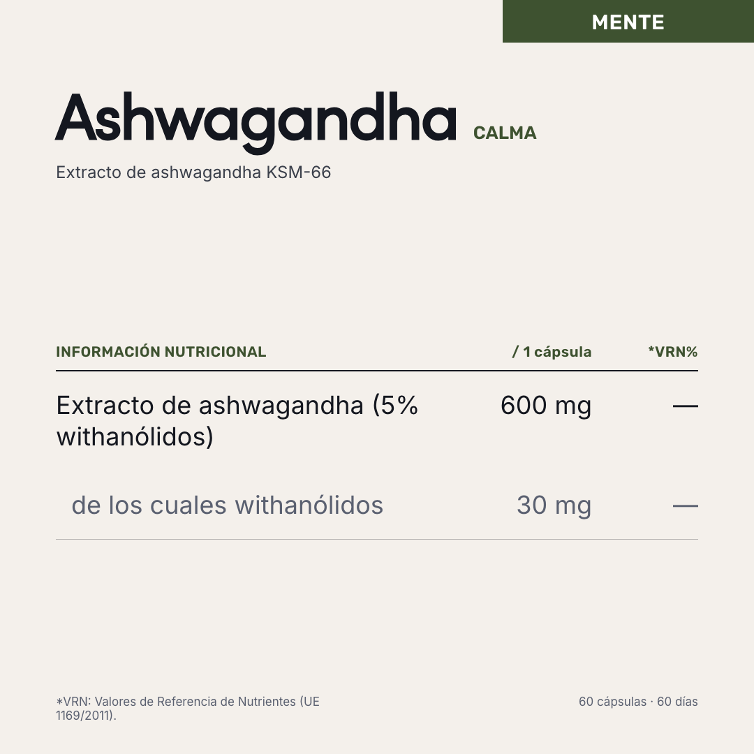 Ashwagandha — información nutricional