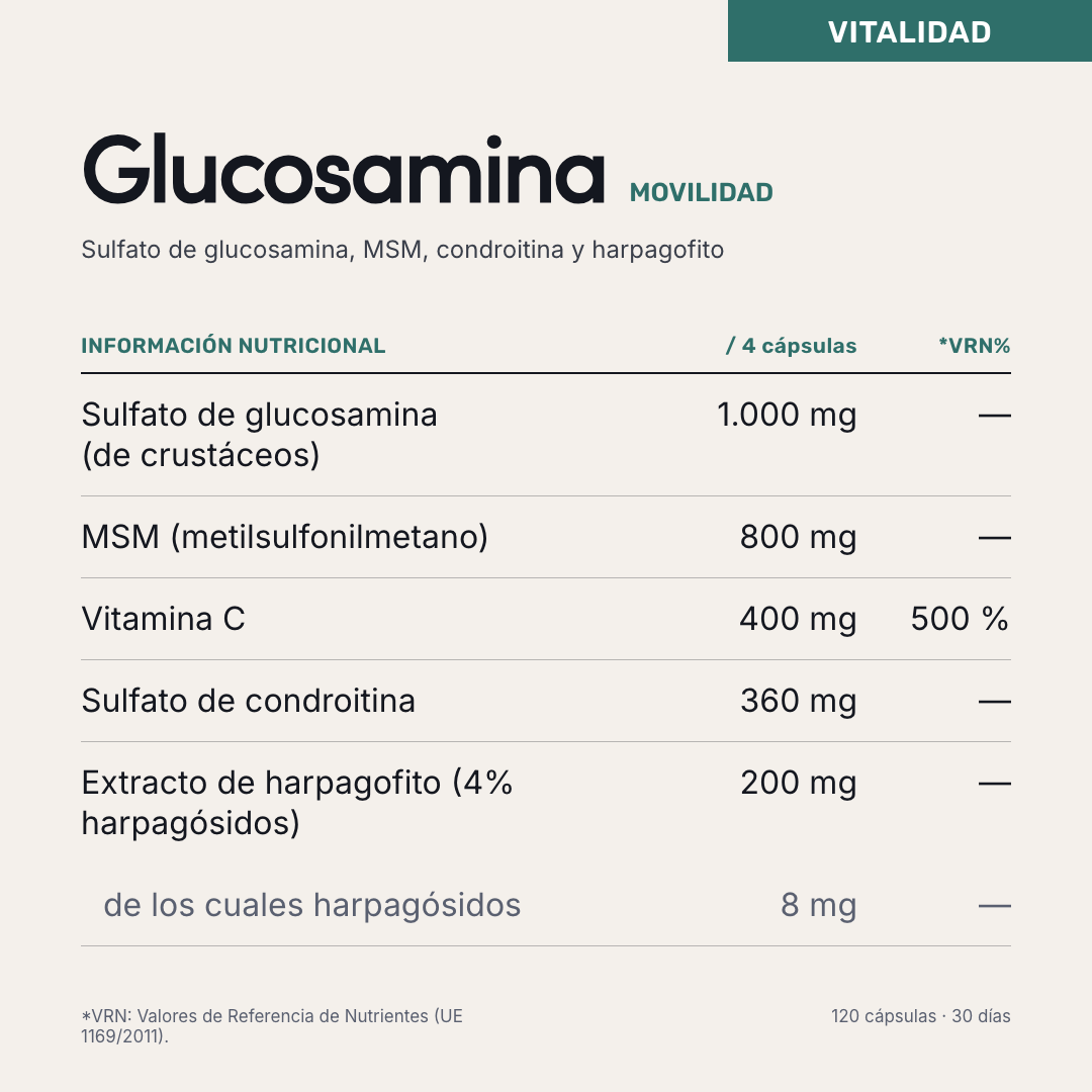 Glucosamina — información nutricional